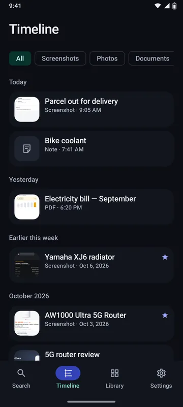 Recall timeline of recent memories